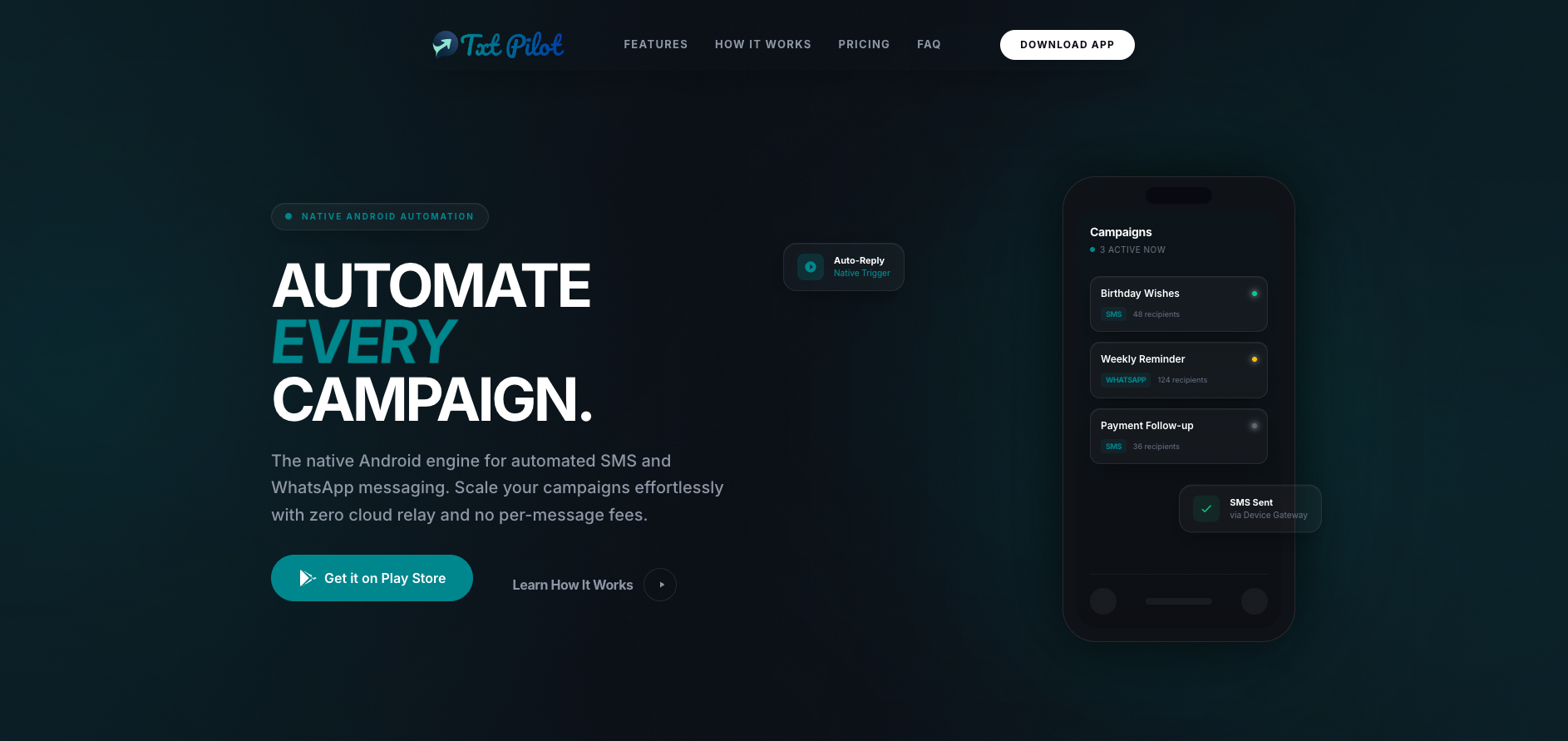 TxtPilot native Android SMS and WhatsApp automation